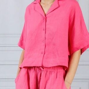 Apiece Apart Women's Serra Top & matching bottom.  Size Medium. Pink Linen.